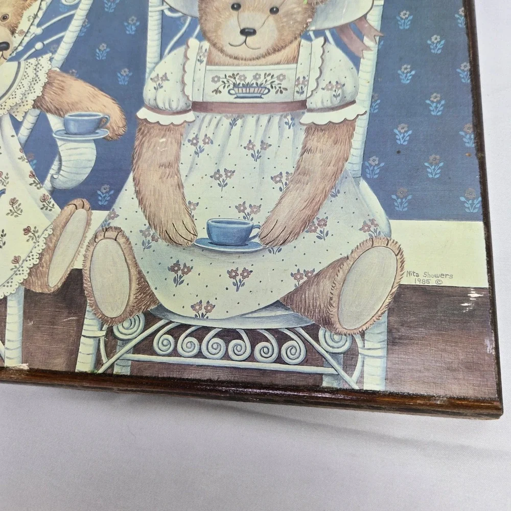 Teddy Bear‎ Decorative Wooden Plaque Artist Nita Showers 1985